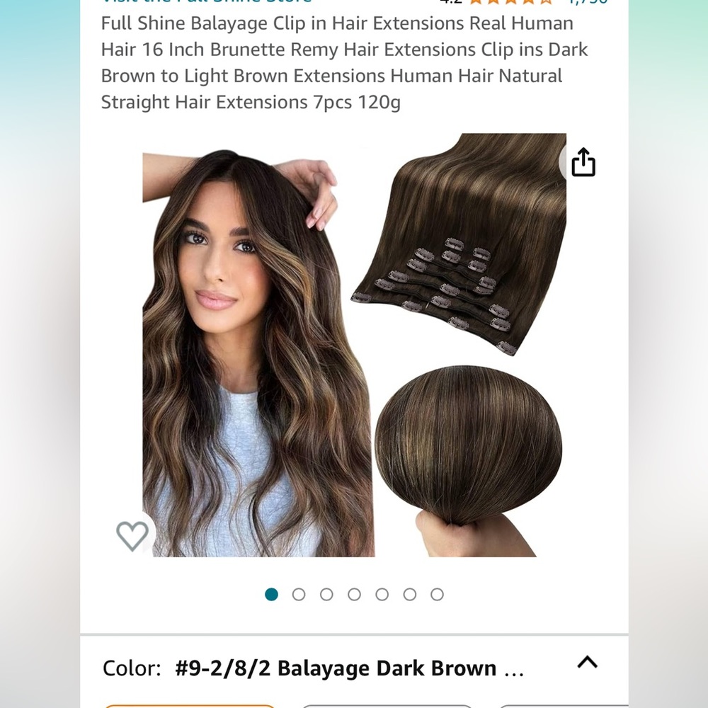 Remy human hair Balayage Clip in Hair exts.  16 inch Dark Brown to Light Brown